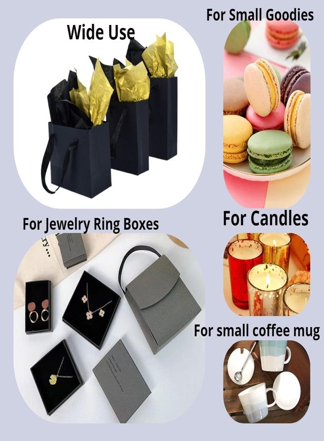 JUNESHE 4 Pack Small Black Gift Bags with Tissue Paper,6.3 inch Mini Tiny Little Paper Bag for Birthday Party Favors Baby Bridal Shower Shopping Presents Wedding - Image 5